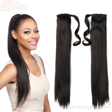 Long Blonde Color Curly Synthetic onytail  Wrap Around straight Clip In Ponytail hair  Extension Ponytail drawstring  for woman